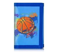 JONYEE Kids Wallet for Boys Teens, Novelty Trifold Wallet with Key Chain and Zipper Coin Pocket for Children Girls Youth, Camo Canvas Purse for Outdoors Sports Birthday Gifts, Q1-Basketball LightBlue,