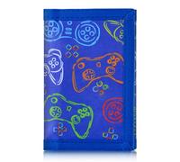 JONYEE Kids Wallet for Boys Teens, Novelty Trifold Wallet with Key Chain and Zipper Coin Pocket for Children Girls Youth, Camo Canvas Purse for Outdoors Sports Birthday Gifts, Q17-Game Blue(New)