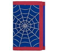 JONYEE Kids Wallet for Boys Teens, Novelty Trifold Wallet with Key Chain and Zipper Coin Pocket for Children Girls Youth, Camo Canvas Purse for Outdoors Sports Birthday Gifts, Q21-Spider Blue