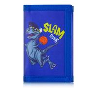 JONYEE Kids Wallet for Boys Teens, Novelty Trifold Wallet with Key Chain and Zipper Coin Pocket for Children Girls Youth, Camo Canvas Purse for Outdoors Sports Birthday Gifts, Q19-Dinosaur Purple