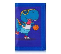 JONYEE Kids Wallet for Boys Teens, Novelty Trifold Wallet with Key Chain and Zipper Coin Pocket for Children Girls Youth, Camo Canvas Purse for Outdoors Sports Birthday Gifts, Q18-Dinosaur Cartoon(PP)