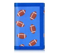 JONYEE Kids Wallet for Boys Teens, Novelty Trifold Wallet with Key Chain and Zipper Coin Pocket for Children Girls Youth, Camo Canvas Purse for Outdoors Sports Birthday Gifts, Q11-Rugby Blue