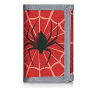 JONYEE RFID Wallet Camouflage Wallet Nylon Trifold Wallets for Men,Mini Trifold Coin Purse with Zipper for Kids, Spider 1, Small