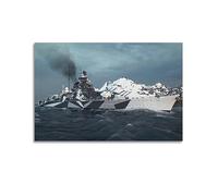 JONZA Battleship Poster German Battleship Tirpitz on Patrol Decorative Painting Canvas Wall And Art Picture Family Bedroom 16x24inch(40x60cm)