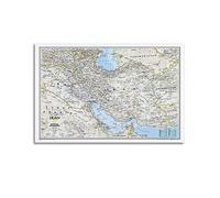 JONZA Map Poster Asia Iran Classic Map Decorative Painting Canvas Wall And Art Picture Family Bedroom Decor 12x18inch(30x45cm)