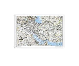 JONZA Map Poster Asia Iran Classic Map Decorative Painting Canvas Wall And Art Picture Family Bedroom Decor 12x18inch(30x45cm)