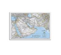 JONZA Map Poster Middle East Classic Map Decorative Painting Canvas Wall And Art Picture Family Bedroom Decor 12x18inch(30x45cm)