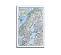 JONZA Map Poster Scandinavia Classic Map Decorative Painting Canvas Wall And Art Picture Family Bedroom Decor 12x18inch(30x45cm)