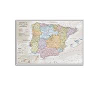 JONZA Map Poster Spain And Portugal Classic Map Decorative Painting Canvas Wall And Art Picture Family Bedroom Decor 24x36inch(60x90cm)