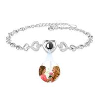 JONZIN Custom Bracelet with Picture inside, Personalised Photo Projection Bracelet, Monther's Day Valentine Birthday Anniversary Memorial Gifts for Mom Girlfriend Couple Women(Style 1)