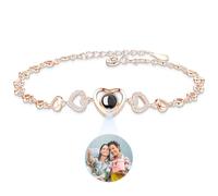 JONZIN Custom Bracelet with Picture inside, Personalised Photo Projection Bracelet, Monther's Day Valentine Birthday Anniversary Memorial Gifts for Mom Girlfriend Couple Women