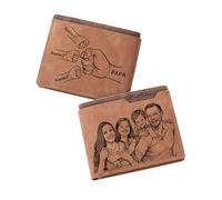 JONZIN Custom Dad Christmas Gifts Personalised Wallets for Men Customized Engraved Photo & Name Mens Leather Wallet Gifts for Him Husband Grandad Birthday Anniversary Father's Day