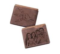 JONZIN Custom Dad Christmas Gifts Personalised Wallets for Men Customized Engraved Photo & Name Mens Leather Wallet Gifts for Him Husband Grandad Birthday Anniversary Father's Day