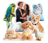 JONZIN Custom Pillow with Photo - Personalised Pillow with Pet Shaped, Custom Dog Cat Couple Face Cushion, Personalised Gift for Birthday, Christmas, Valentine's Day (12 inches)