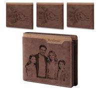 JONZIN Fathers Day Gift from Daughter, Son, Customised Engraved Wallets with Name & Fist, Personalised Gifts for Men, Husband, Grandpa, Stepdad,Birthday, Anniversary