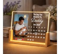 JONZIN Personalised Fathers Day Gift from Daughter Son Kids-Customised DAD Photo Frame -Acrylic Plaque Night Light, Ideas for Daddy Birthday Christmas Thanksgiving (commemorative date)