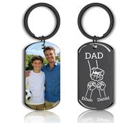 JONZIN Personalised Keyring Photo for Fathers Day Custom Keyring Double Sided Personalised Key Rings for Dad Daddy Husband Grandad Custom Keychain with Picture Text for Father's Day (DAD)