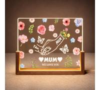 JONZIN Personalised Mother’s Day Gifts Custom Acrylic Night Light with Photo Frame & Collage Design Birthday Gifts for Mum Best Mum Mam Memorial Forever Romantic Present (Holding Hands)