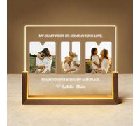 JONZIN Personalised Mother’s Day Gifts Custom Acrylic Night Light with Photo Frame & Collage Design Birthday Gifts for Mum Best Mum Mam Memorial Forever Romantic Present (Photos and text - 1)