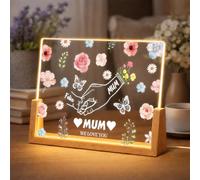 JONZIN Personalised Mother's Day Gifts from Daughter Son-Custom Mum Photo Frame with Multiple Photos,Acrylic Plaque Night Light, Ideas for Mummy Birthday Christmas Thanksgiving (Hand in Hand)