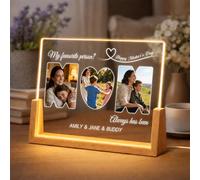 JONZIN Personalised Mother's Day Gifts from Daughter Son-Custom Mum Photo Frame with Multiple Photos,Acrylic Plaque Night Light, Ideas for Mummy Birthday Christmas Thanksgiving (MUM-1)