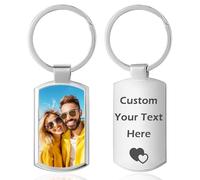 JONZIN Personalised Photo Keepsake Custom Keyring - Engraved Text, Quality Gifts for Women, Men, Dad, Mom, Couple - Birthday, Christmas, Valentine's Day