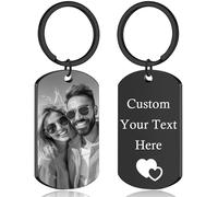 JONZIN Personalised Photo Keyring Custom Engraved Double Sided Text Photo Keychain Father's Day Birthday Anniversary Personalised Gifts for Men Women Boyfriend Girlfriend