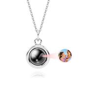 JONZIN Personalised Photo Necklace, Custom Projection Necklace with Picture inside, Personalised Birthday Anniversary Memorial Gifts for Women Mother Daughter Girlfriend Wife