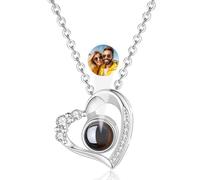 JONZIN Photo Necklace Personalised Projection Necklace Custom Personalised Photo 925 Sterling Silver Necklace Gift for Women Girlfriend Mother Daughter Friend Birthday Anniversary