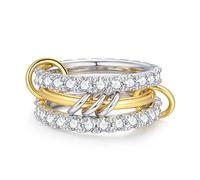 Joo&Rind Stackable Rings Women's Gold Tarnish Resistant Stainless Steel Gold Linked Ring Stacking Rings Fashion Jewellery for Everyday or Special Occasions, 15.75 (49), Copper, Cubic Zirconia