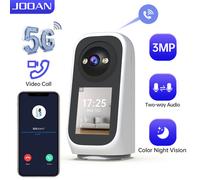 JOOAN 5G WiFi Security Camera Indoor with Screen 2K 360° PTZ Surveillance Camera Plug-in Home IP Cam for Baby Elderly SD Card Cloud Storage Motion Detection Auto Tracking 2 Way Video, Color Night