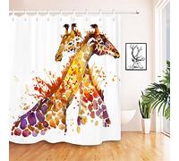 JOOCAR Bathroom Decorative, Watercolor Colorful Print Giraffe, Waterproof Polyester Fabric Shower Curtain with 12 Hooks Size: 72x72 Inch