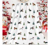 JOOCAR Christmas Dog Throw Blanket Cute Cartoon Dog Blanket Winter Festival Gift Cozy Soft Lightweight Flannel Plush Blankets for Bed Couch Living Room Sofa Chair,40x50 Inch