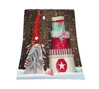 JOOCAR Christmas Gnome Blanket Winter Holiday Snow Fannel Blanket Brown Wood Backgourd Soft Plush Warm Throw Blanket for Bed Couch Living Room Sofa Chair(60" x 80")