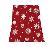 JOOCAR Christmas Throw Blanket Christmas Red White Snowflake Fuzzy Flannel Holiday Blanket for Living Room Bedroom Couch Sofa Bed Home Decor 60x80 Inch