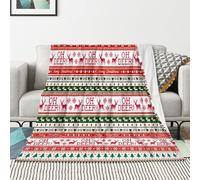 JOOCAR Christmas Throw Blanket Red Holiday Christmas Deer Blanket Snowflake and Christmas Tree Print Soft Plush Warm Throw Blanket for Bed Couch Living Room Sofa Chair(50" x 60")