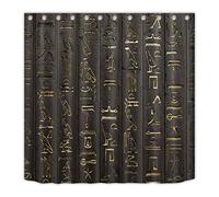 JOOCAR Design Shower Curtain, Ancient Egyptian Hieroglyphics Alphabet Symbols Cool Egypt Letters Drawing, Waterproof Cloth Fabric Bathroom Decor Set with Hooks