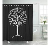 JOOCAR Design Shower Curtain, Autumn Tree Silhouette Black and White Gondor Lord of The Ring Branches Drawing, Waterproof Cloth Fabric Bathroom Decor Set with Hooks