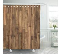 JOOCAR Design Shower Curtain, Brown Wood Parquet Pattern Floor Wooden Plank Dark Oak, Waterproof Cloth Fabric Bathroom Decor Set with Hooks