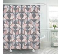 JOOCAR Design Shower Curtain, Hygge Scandinavian Pastel Pink and Grey Nordic Winter Style Abstract Celebratory, Waterproof Cloth Fabric Bathroom Decor Set with Hooks