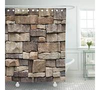 JOOCAR Design Shower Curtain, Rock Stone Wall Natural Color Interior Contemporary Clean Modern, Waterproof Cloth Fabric Bathroom Decor Set with Hooks