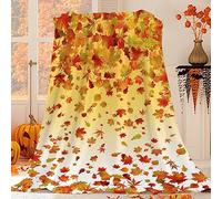 JOOCAR Fall Leaf Flannel Throw Blanket - 100x125 cm, Autumn Nature Red and Yellow Leaf Cozy and Soft Plush Warm Blankets for Bed Couch Living Room Sofa Chair