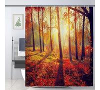 JOOCAR Fall Shower Curtain Autumn Natural Scenery Sunshine Forest Trees Gold Red Brown Bath Curtain 3D Waterproof Shower Curtains for Bathroom Decor 72x72 Inch