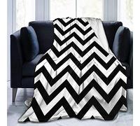 JOOCAR Flannel Throw Blanket Black and White Stripes Chevron Cozy and Soft Plush Warm Blankets for Bed Couch Living Room Sofa Chair