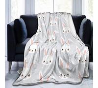 JOOCAR Flannel Throw Blanket Childish Bunny Cartoon Rabbits Easter Blanket Cozy and Soft Plush Warm Blankets for Bed Couch Living Room Sofa Chair 60x80 Inch