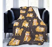 JOOCAR Flannel Throw Blanket Janpanese Dogs Shiba Inu Cozy and Soft Plush Warm Blankets for Bed Couch Living Room Sofa Chair