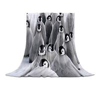 JOOCAR Flannel Throw Blanket Penguin Baby Grey Cozy and Soft Plush Warm Blankets for Bed Couch Living Room Sofa Chair
