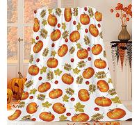 JOOCAR Harvest Season Autumn Throw Blanket Pumpkin Apple Farmhouse Yellowing Fallen Leaves Blanket Cozy Soft Lightweight Flannel Plush Blankets for Bed Couch Living Room Sofa Chair,60x80 Inch