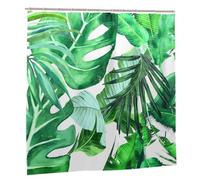 JOOCAR Shower Curtain Green Leaf Tropical Plam Monstera Leaf Nature Bathroom Decor Polyester Fabric Waterproof Shower Curtain Set with 12 Hooks, 180x180cm