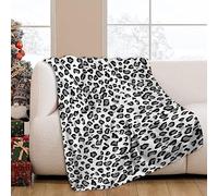 JOOCAR Snow Leopard Print Throw Blanket Gray Cheetah Jaguar White Animal Spot Fur Pattern Blanket Cozy Soft Lightweight Flannel Plush Blankets for Bed Couch Living Room Sofa Chair,40x50 Inch